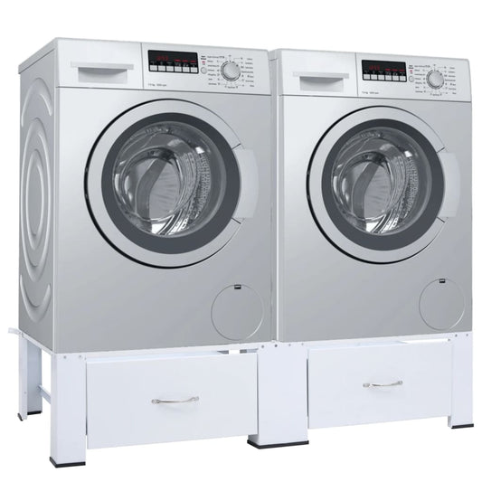 vidaXL Washing and Drying Machine Pedestal with Pull-out Shelves White-0