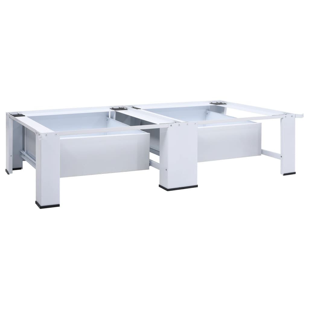 vidaXL Washing and Drying Machine Pedestal with Pull-out Shelves White-3