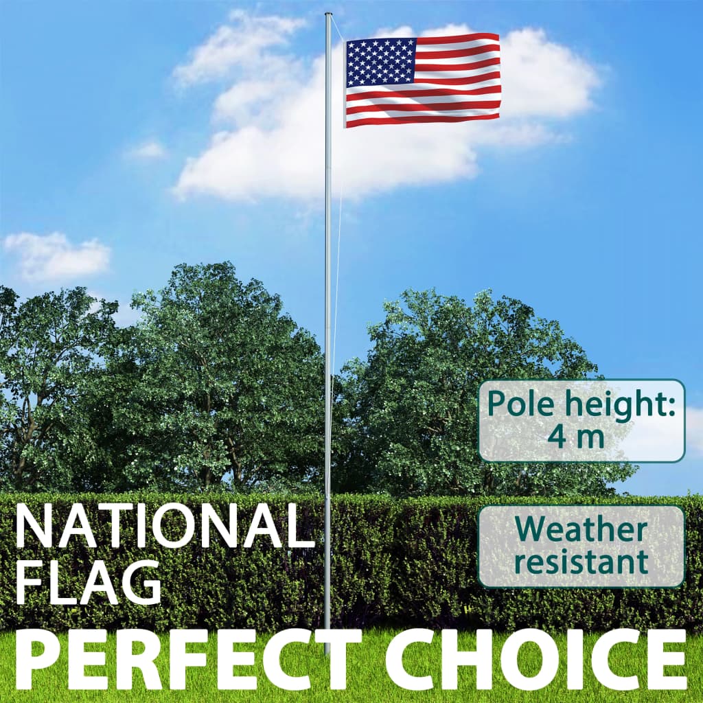 vidaXL US Flag and Pole Aluminum 13.1'-1