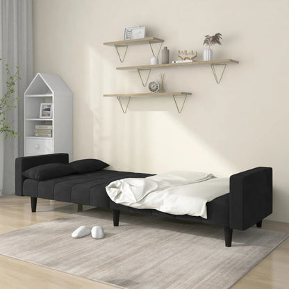 vidaXL 2-Seater Sofa Bed with Two Pillows Black Velvet-1