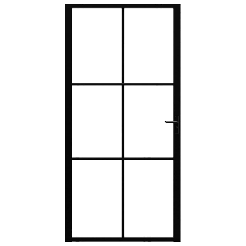 vidaXL Interior Door ESG Glass and Aluminum 40.4"x79.3" Black-1