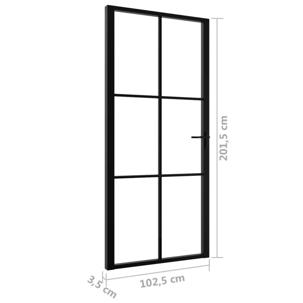 vidaXL Interior Door ESG Glass and Aluminum 40.4"x79.3" Black-4