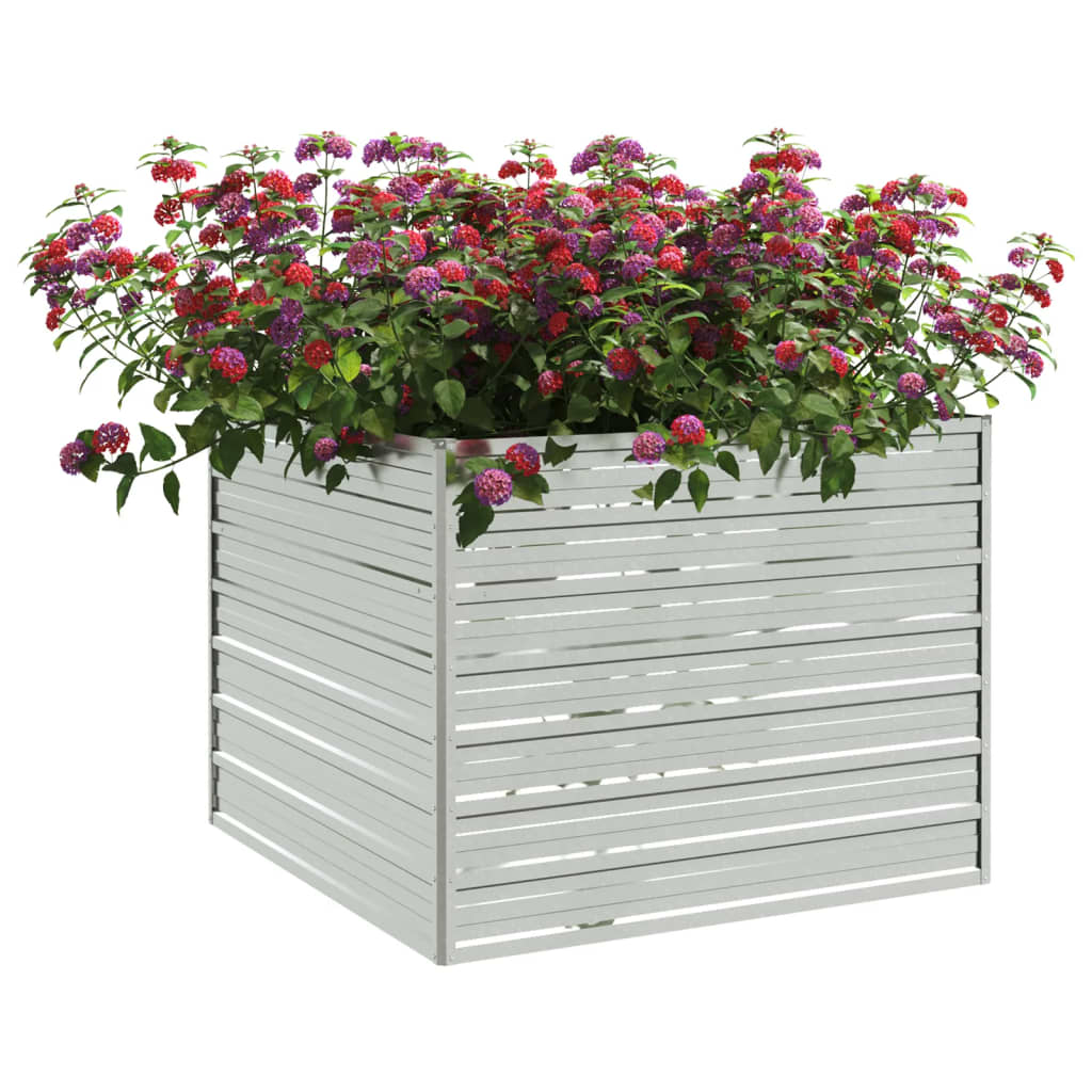 vidaXL Raised Garden Bed Raised Flower Bed Galvanized Steel Planter Silver-4