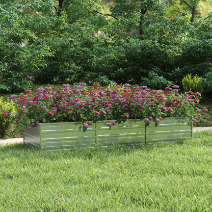 vidaXL Raised Garden Bed Raised Flower Bed Galvanized Steel Planter Silver-16