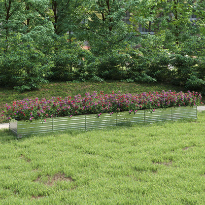 vidaXL Raised Garden Bed Raised Flower Bed Galvanized Steel Planter Silver-26