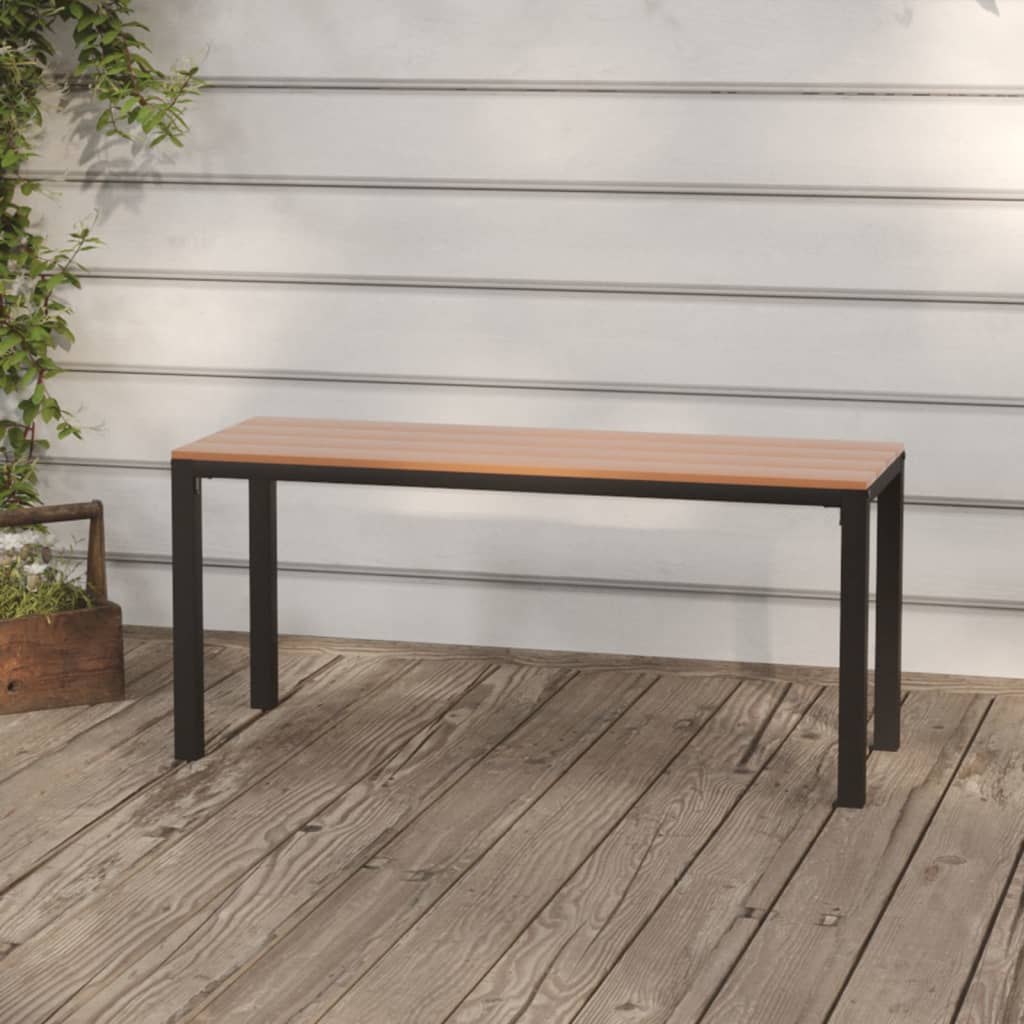 vidaXL Outdoor Patio Bench Garden Park Bench with Steel Frame Steel and WPC-5