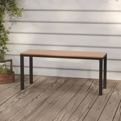 vidaXL Outdoor Patio Bench Garden Park Bench with Steel Frame Steel and WPC-5