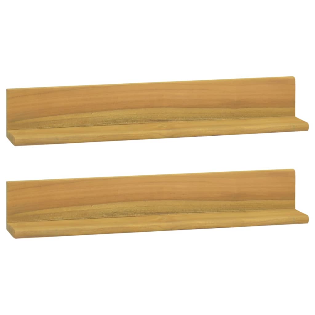vidaXL Wall Shelves Floating Shelves Display Shelves 2 Pcs Solid Wood Teak-0