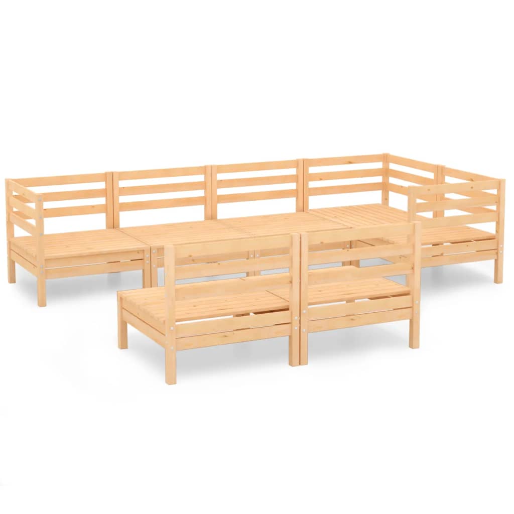 vidaXL 7 Piece Patio Lounge Set Solid Pinewood Black-2