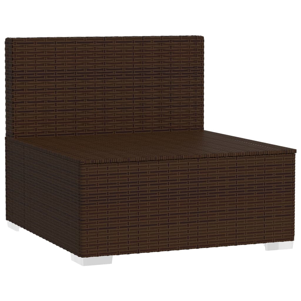 vidaXL 3 Seat Patio Sofa with Cushions Brown Poly Rattan-2