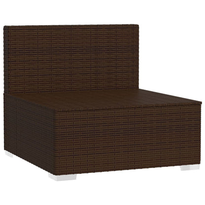 vidaXL 3 Seat Patio Sofa with Cushions Brown Poly Rattan-2