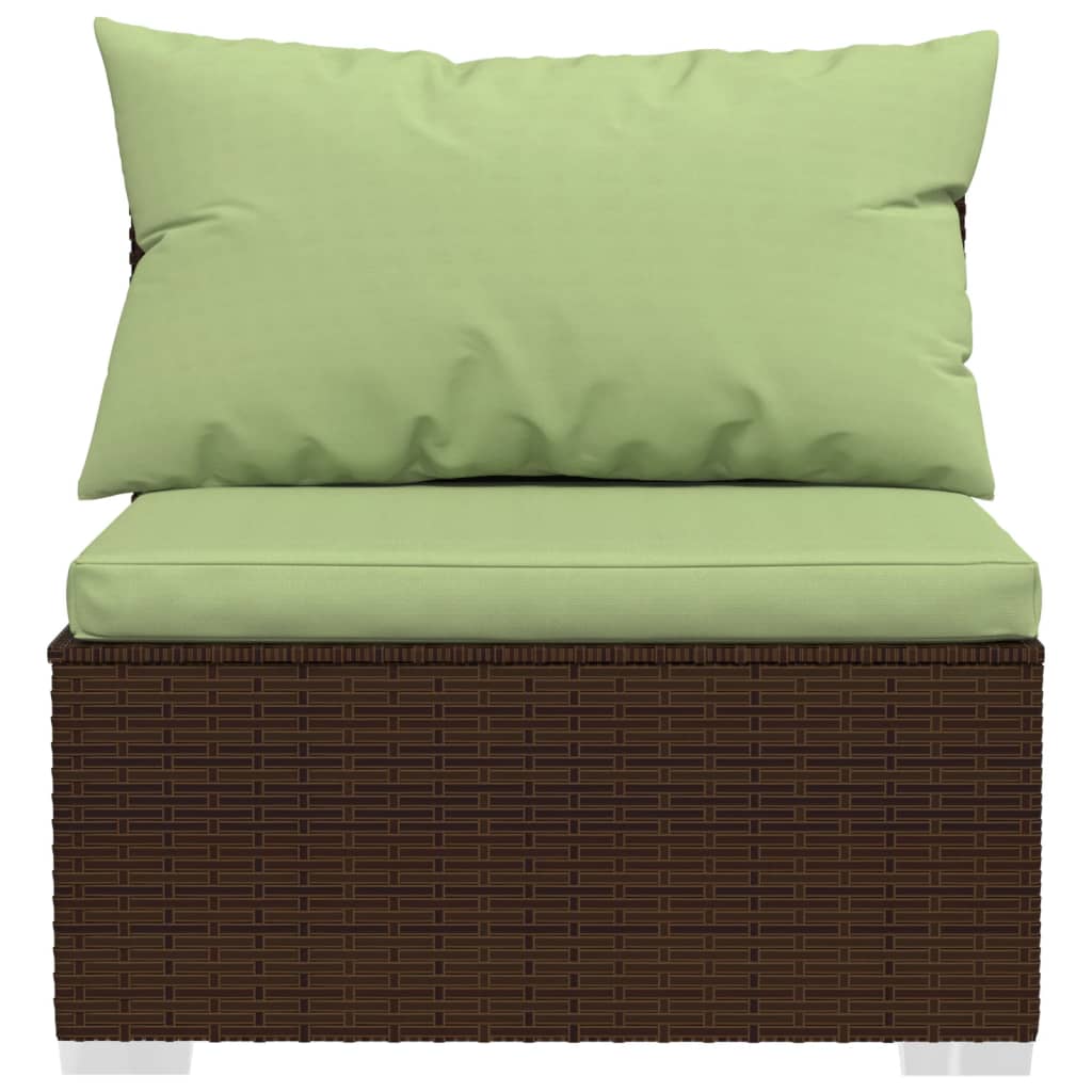vidaXL 3 Seat Patio Sofa with Cushions Brown Poly Rattan-3