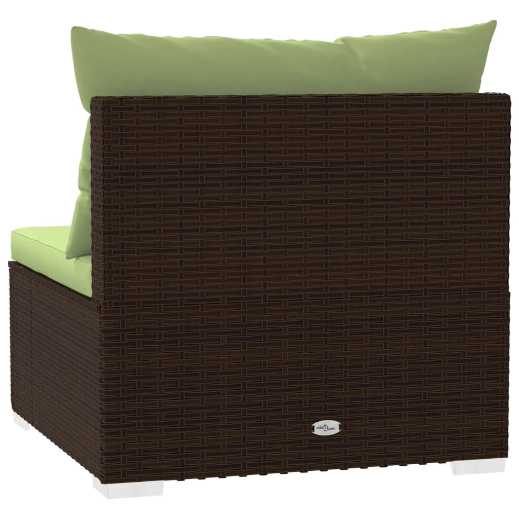vidaXL 3 Seat Patio Sofa with Cushions Brown Poly Rattan-4