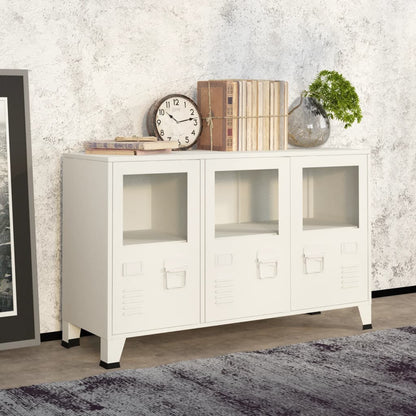 vidaXL Sideboard Industrial Storage Cabinet for Living Room Metal and Glass-7