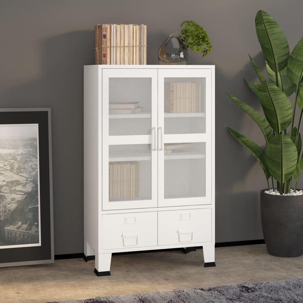 vidaXL Storage Cabinet Office Cabinet with Mesh Doors for Living Room Metal-7