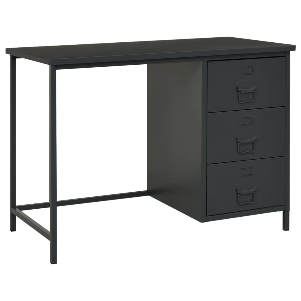 vidaXL Desk Industrial Home Office Study Desk Computer Desk with Drawers Steel-2
