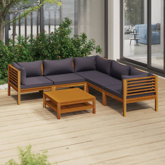 vidaXL 6 Piece Patio Lounge Set with Cushion Solid Acacia Wood-0