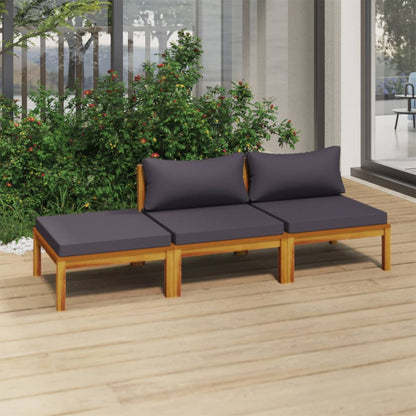 vidaXL 3 Piece Patio Lounge Set with Cushion Solid Acacia Wood-1