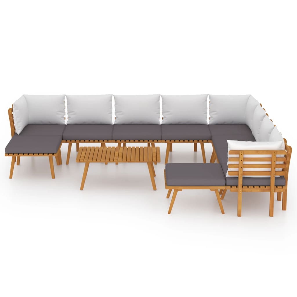 vidaXL 11 Piece Patio Lounge Set with Cushions Solid Acacia Wood-1