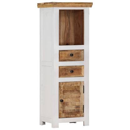 vidaXL Highboard Brown&White 15.7"x11.8"x43.3" Solid Wood Mango and Acacia-0