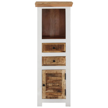 vidaXL Highboard Brown&White 15.7"x11.8"x43.3" Solid Wood Mango and Acacia-1