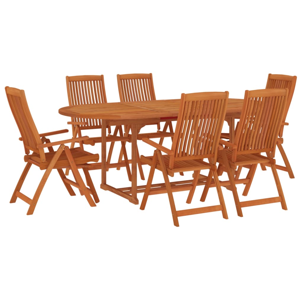 vidaXL 7 Piece Patio Dining Set Solid Wood Eucalyptus-1
