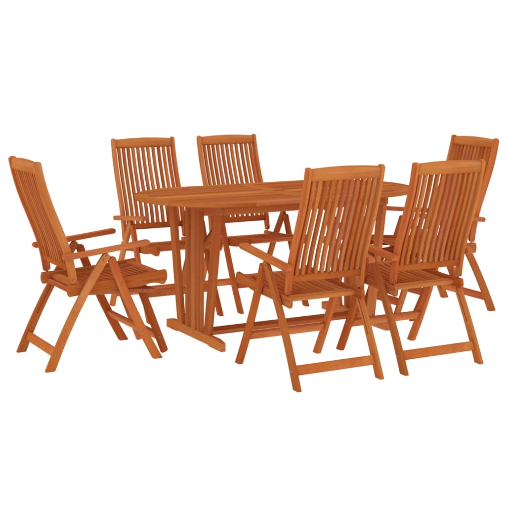 vidaXL 7 Piece Patio Dining Set Solid Wood Eucalyptus-2