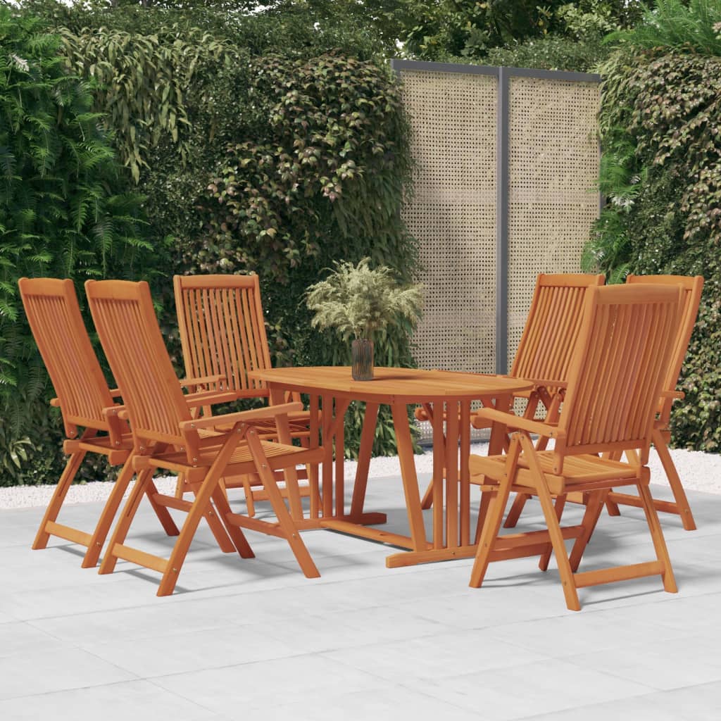 vidaXL 7 Piece Patio Dining Set Solid Wood Eucalyptus-0