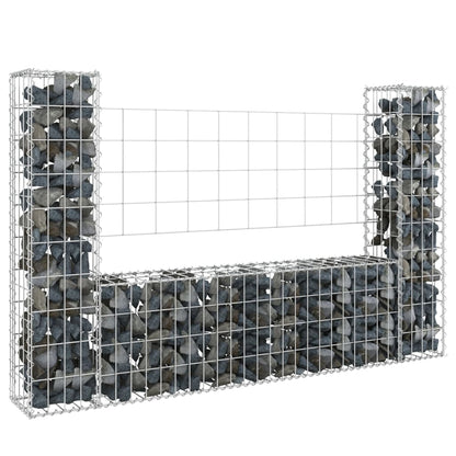vidaXL U-shape Gabion Basket with 8 Posts Iron Wire Wall Fence Multi Sizes-6
