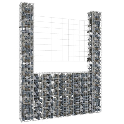 vidaXL U-shape Gabion Basket with 8 Posts Iron Wire Wall Fence Multi Sizes-5