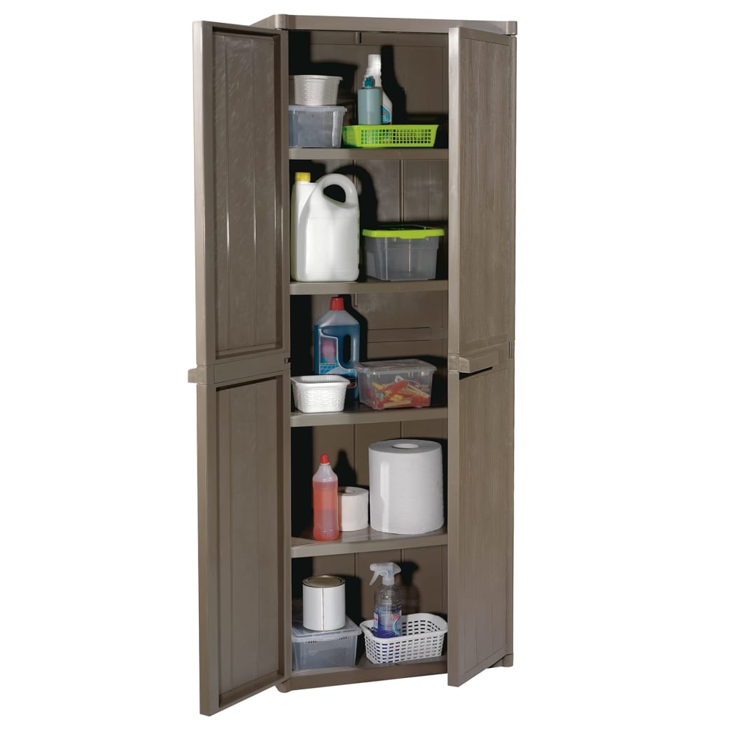 vidaXL Garden Storage Cabinet Brown 25.6"x17.7"x67.7" PP Wood Look-1