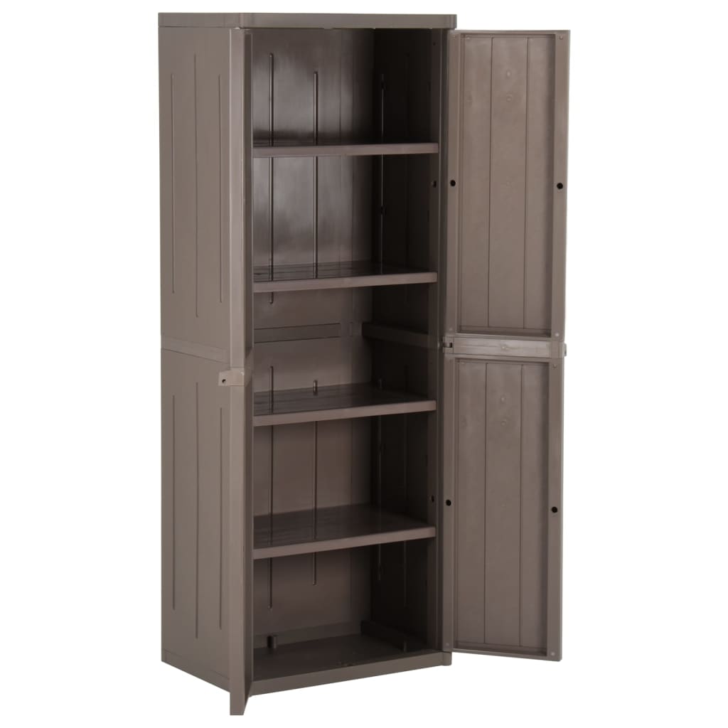 vidaXL Garden Storage Cabinet Brown 25.6"x17.7"x67.7" PP Wood Look-3