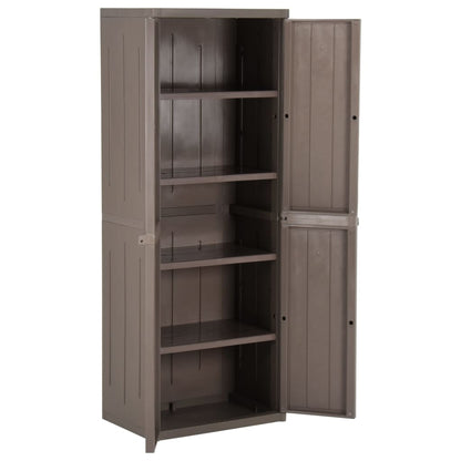 vidaXL Garden Storage Cabinet Brown 25.6"x17.7"x67.7" PP Wood Look-3