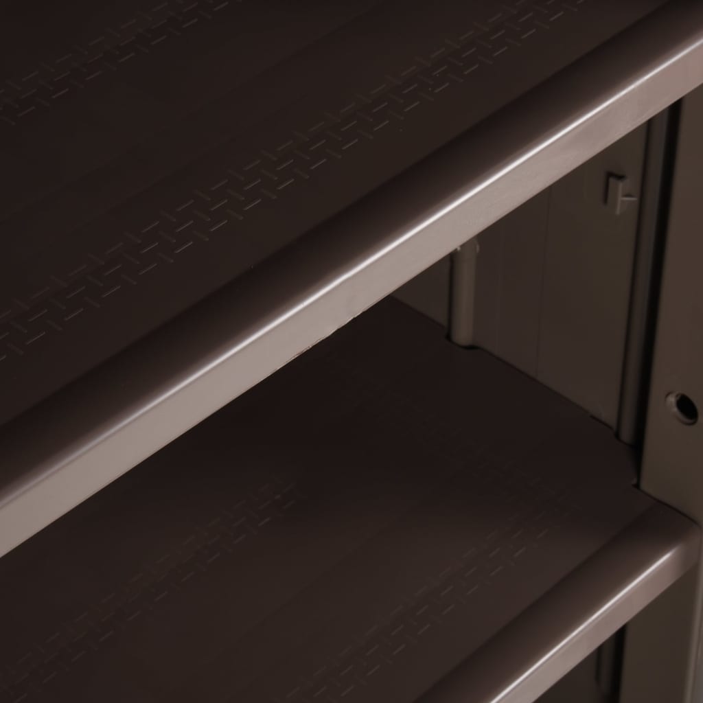 vidaXL Garden Storage Cabinet Brown 25.6"x17.7"x67.7" PP Wood Look-4