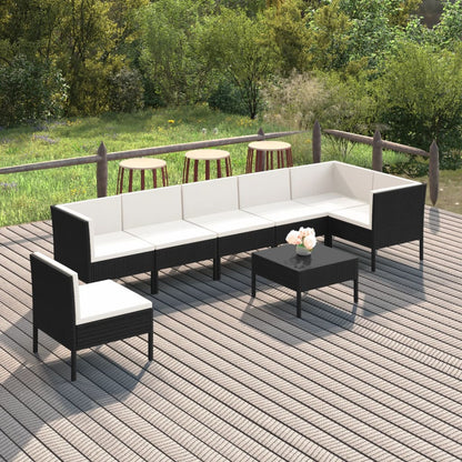 vidaXL 8 Piece Patio Lounge Set with Cushions Poly Rattan Brown-0