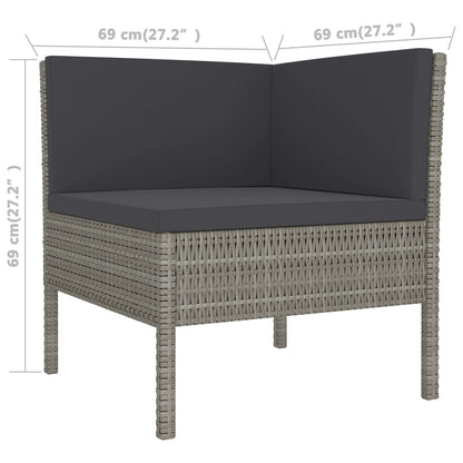 vidaXL 8 Piece Patio Lounge Set with Cushions Poly Rattan Gray-4