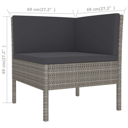 vidaXL 14 Piece Patio Lounge Set with Cushions Poly Rattan Gray-4