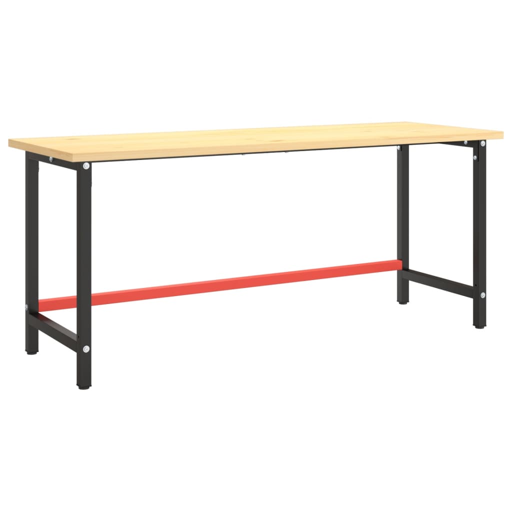 vidaXL Work Bench Frame Matte Black and Matte Red 70.9"x22.4"x31.1" Metal-1