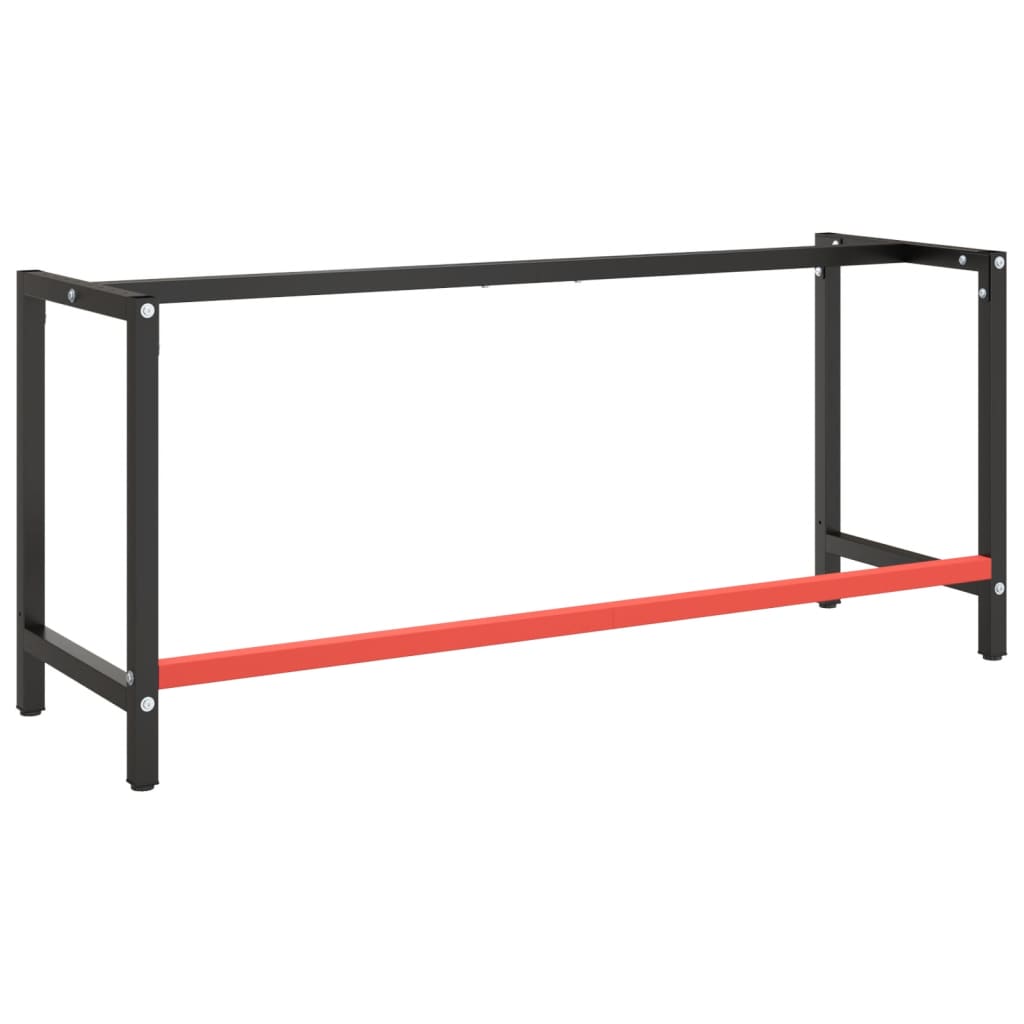 vidaXL Work Bench Frame Matte Black and Matte Red 70.9"x22.4"x31.1" Metal-2