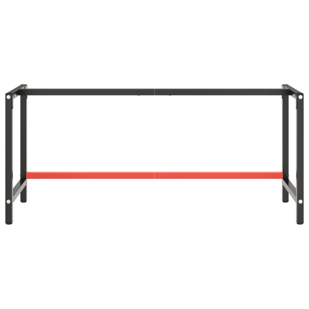 vidaXL Work Bench Frame Matte Black and Matte Red 70.9"x22.4"x31.1" Metal-3
