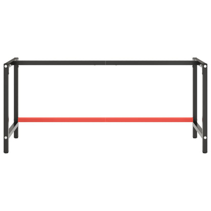 vidaXL Work Bench Frame Matte Black and Matte Red 70.9"x22.4"x31.1" Metal-3