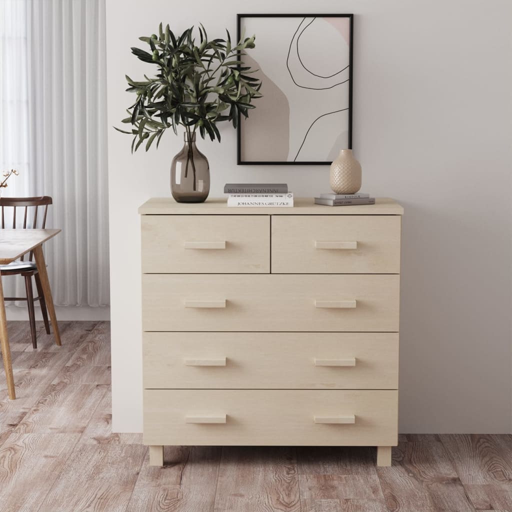 vidaXL Sideboard Bar Buffet Console Cabinet with Drawers HAMAR Solid Wood Pine-6