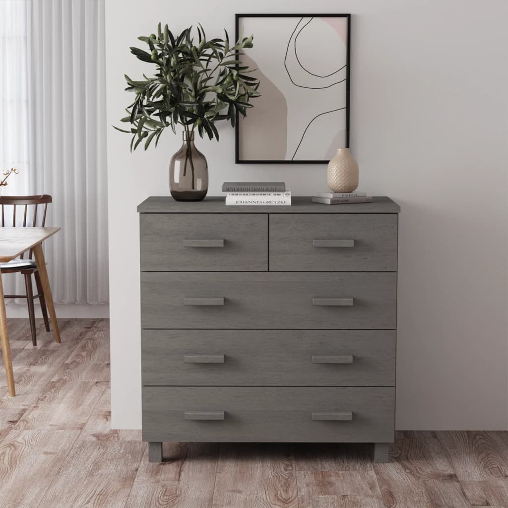 vidaXL Sideboard Bar Buffet Console Cabinet with Drawers HAMAR Solid Wood Pine-7
