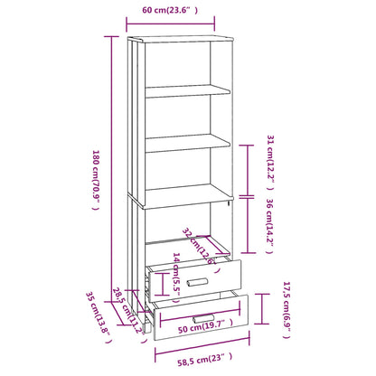 vidaXL Cabinet Bookshelf Entryway Cabinet with Storage HAMAR Solid Wood Pine-1