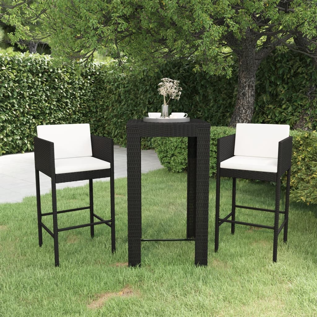 vidaXL Patio Bar Set Outdoor Bistro Set Bar Stool Bistro Table Poly Rattan-5