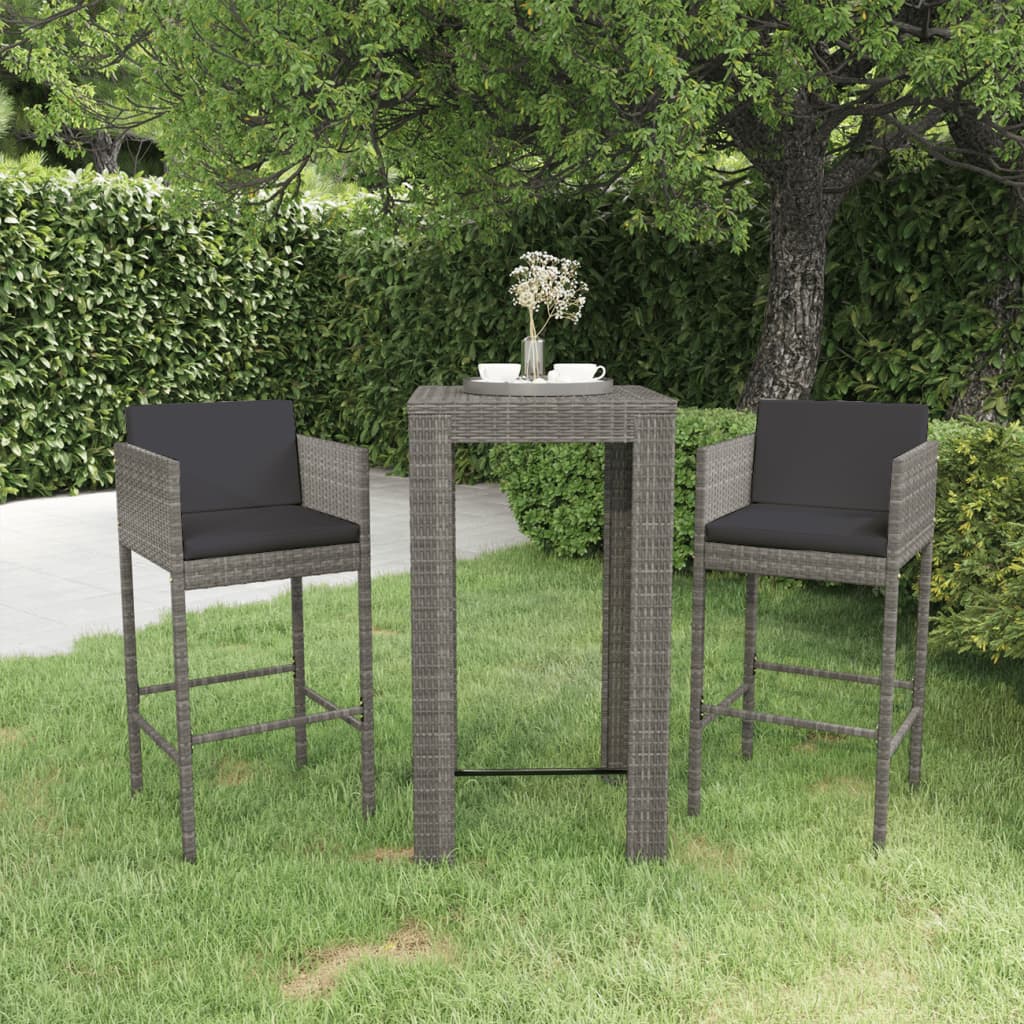 vidaXL Patio Bar Set Outdoor Bistro Set Bar Stool Bistro Table Poly Rattan-9