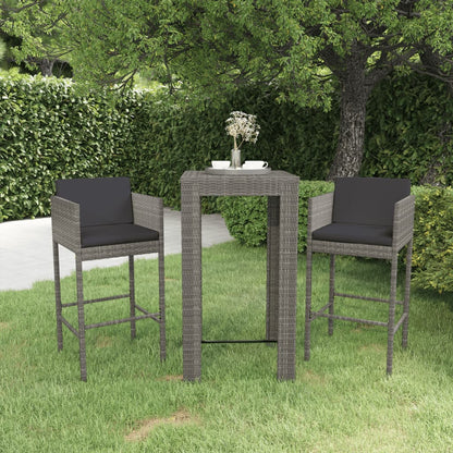 vidaXL Patio Bar Set Outdoor Bistro Set Bar Stool Bistro Table Poly Rattan-9