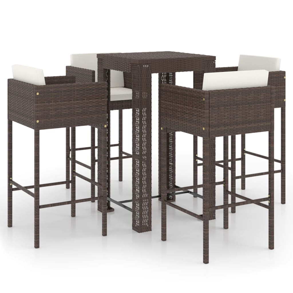 vidaXL Patio Bar Set Outdoor Bistro Set Bar Stool Bistro Table Poly Rattan-1