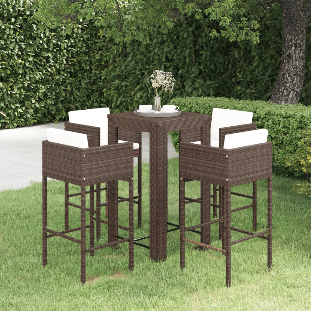 vidaXL Patio Bar Set Outdoor Bistro Set Bar Stool Bistro Table Poly Rattan-7