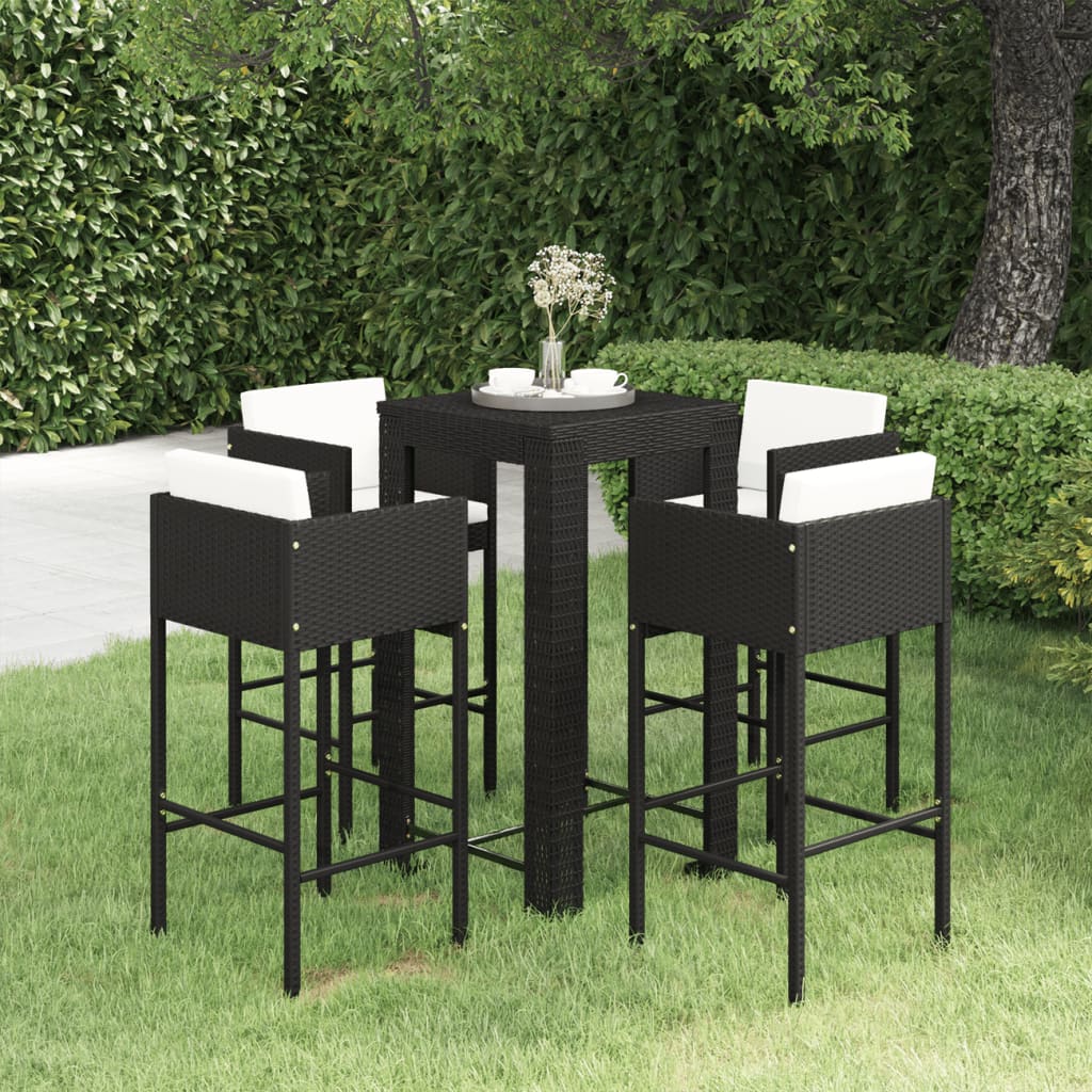 vidaXL Patio Bar Set Outdoor Bistro Set Bar Stool Bistro Table Poly Rattan-6